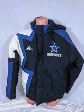 Vtg 90s Dallas Cowboys Apex One Jacket Sz Medium Nfl Football Black