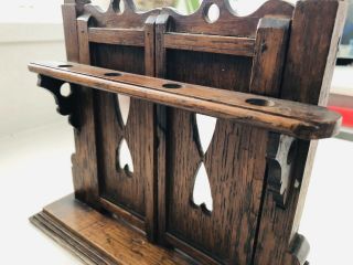 Lovely Antique Wooden Tobacco Pipe 4 Hole Storage Rack Stand With Moving Doors