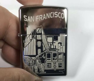 Zippo San Francisco Golden Gate Trolley Scene High Polish Chrome Lighter
