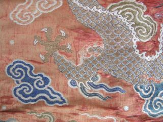 Antique Early Chinese Kesi / K ' o - ssu Dragon Tapestry 35 x 20 Inches As Found 3