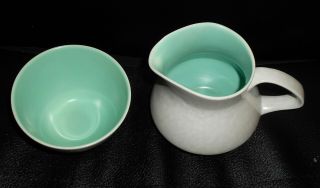 Vintage Poole Pottery Ice Green & Seagull Pattern Twintone Sugar Bowl & Milk Jug