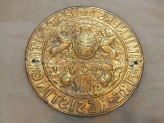 VINTAGE BRASS SAFE NAME PLATE PLAQUE MILNERS 212 PATENT FIRE RESISTING 2