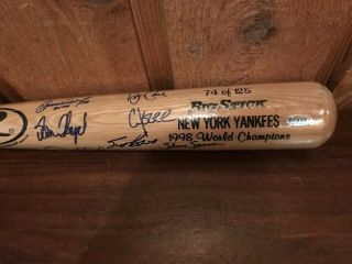 1998 World Champion York Yankees Team Signed Bat Steiner