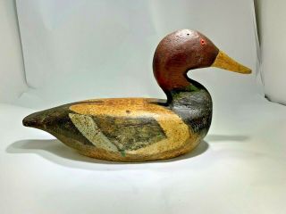 Castagneri Red Head Ny Duck Decoy Paint Glass Eyes 15 1/2 " Signed