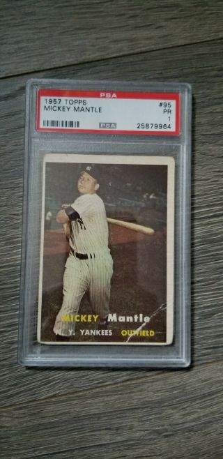 1957 Topps Mickey Mantle York Yankees 95 Baseball Card Psa 1