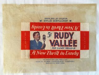 Vintage Rudy Vallee 5 Cent Candy Bar Wrapper C 1920 The Candy Mello - D