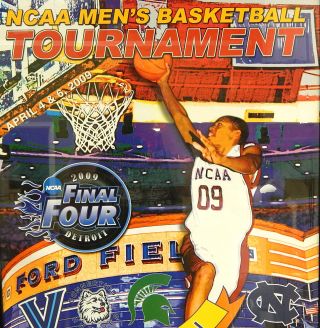 2009 NCAA Final Four Basketball Tournament Framed Poster 24 x 37 MSU UConn UNC 2