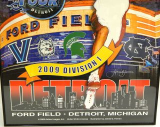 2009 NCAA Final Four Basketball Tournament Framed Poster 24 x 37 MSU UConn UNC 3