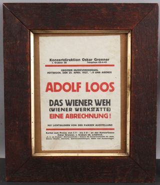 Antique 1927 Wiener Werkstatte Handbill Poster Adolf Loos Secessionist Architect