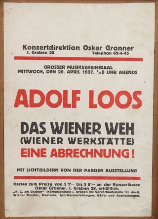 Antique 1927 Wiener Werkstatte Handbill Poster ADOLF LOOS Secessionist Architect 3