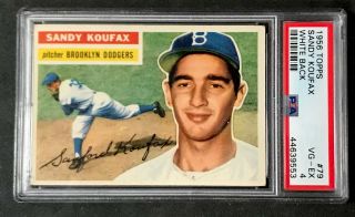 1956 Topps Sandy Koufax Dodgers Gray Back 79 Psa 4 - Vg - Ex