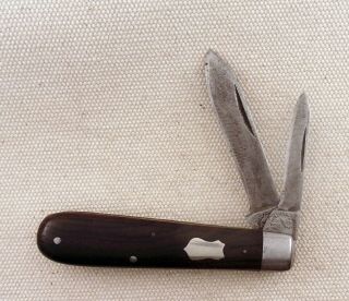 Vintage Usa Wallkill River Walden Ny 2 Blade Folding Knife Ebony Handles
