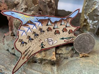 Artisan Sal ' e Jo Osage Indian Nation Miniature Wall Hanging Leather Peace Treaty 2