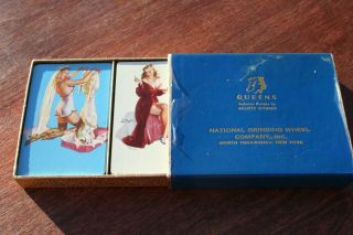 Vintage Cased Double Deck Gil Elvgren Pin - Up Girl Playing Cards Complete Advert