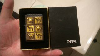 Zippo Joe Camel Herd W/ Box Lighter Still Has Sticker On Back Of It