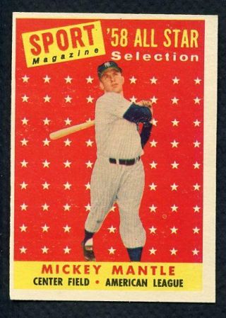 1958 Topps 487 Mickey Mantle A.  S.  Yankees Ex - Mt Set Break 341016 (kycards)