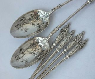 Good Set Of 6 Victorian Apostle Top Solid Sterling Silver Tea/coffee Spoons 1892