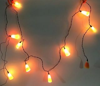 Vintage Halloween Candy Corn Blow Mold String Lights 3