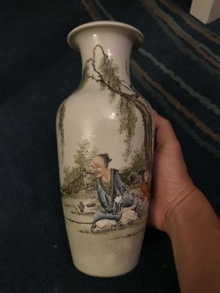 A Chinese Famille Rose Porcelain Vase Signed