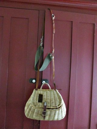 Vintage Fishing Creel With Leather Strap,