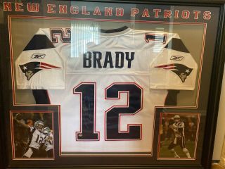 Tom Brady Signed Framed Reebok Jersey With Sewn Name And Numbers With
