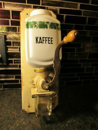 Vintage Zassenhaus Wall Mounted Hand Coffee Grinder Porcelain Kaffee