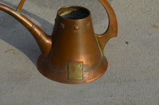 Special Antique Arts & Crafts Nouveau Copper Brass Watering Can Art Deco 3