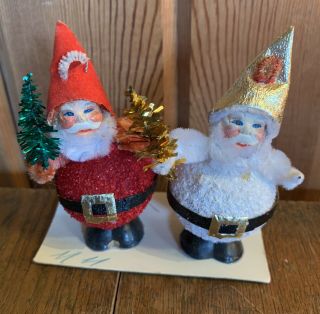 Vintage Paper Mache,  Chenille,  Christmas Trees,  Santas,  Made In Japan