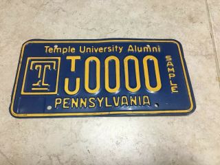 Pennsylvania Temple University Alumni Sample License Plate