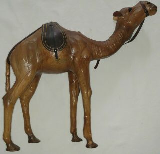 Vintage Large Leather Camel Toy/figure/statue Made In India 13 " Tall