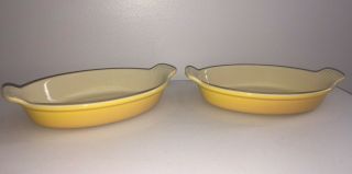 Vintage Le Creuset 20 Au Gratin Enamel Cast Iron Oval Baker Baking Dish Yellow 2