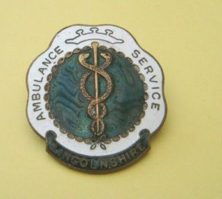 Vintage Lincolnshire Ambulance Service Enamel Cap Badge By Butler