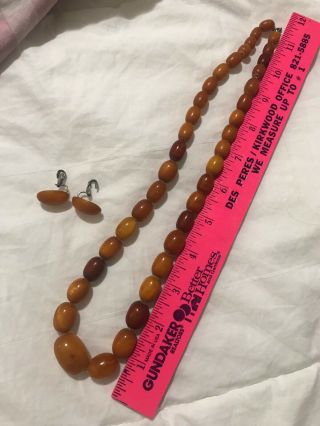 Antique Natural Baltic Butterscotch Egg Yolk Amber Beads Necklace 54.  6 Grams Set 3