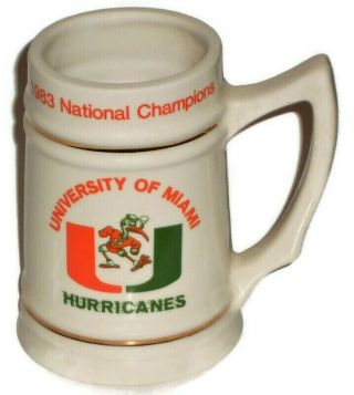 Vintage 1983 University Miami Hurricanes National Championship Mug With Schedule