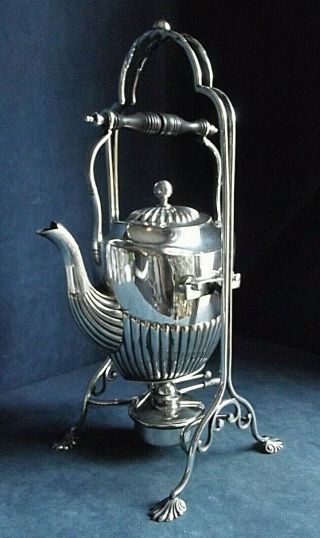 Large 16 " Silver Plated Spirit Kettle On Stand C1910