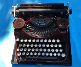 Rare Underwood Portable Typewriter Antique 1931 Burgundy L Model With Case