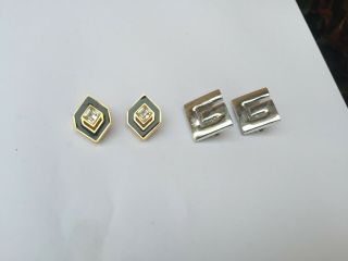 2 Vintage Givenchy Clip On Earrings 1 Gold Tone And 1 Silver Tone