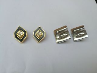 2 Vintage Givenchy Clip On Earrings 1 Gold Tone And 1 Silver Tone 2