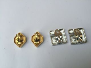 2 Vintage Givenchy Clip On Earrings 1 Gold Tone And 1 Silver Tone 3