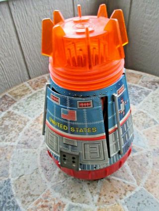 Vintage Sh Horikawa Space Capsule Japan Tin Toy Battery Operated