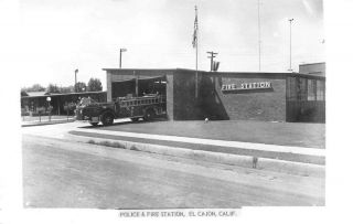 El Cajon California Police And Fire Station Real Photo Vintage Postcard Ji658311
