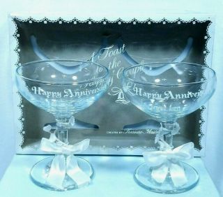 Vintage Treasure Masters Wedding Champagne Glasses 1960s Anniversary Crystal Set