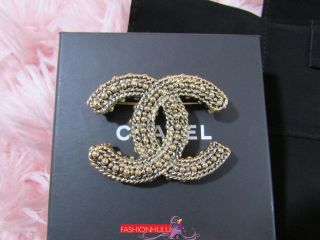 2012 12a Chanel A45189 Antique Gold Textured Large Cc Brooch