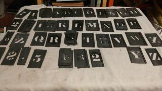 Full Alphabet Set Of Vintage Metal Interlocking Stencils & Numbers