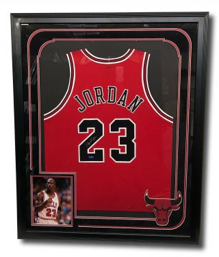 Michael Jordan Signed Autographed Framed Jersey Chicago Bulls Uda Upper Deck