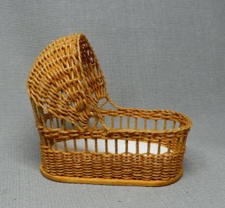 Vintage Mccurley Wicker Baby Bassinet Basket Dollhouse Miniature 1:12