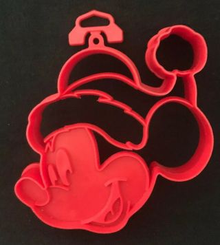 Vintage Hallmark Mickey Mouse W/ Santa Hat Cookie Cutter Red Plastic Walt Disney