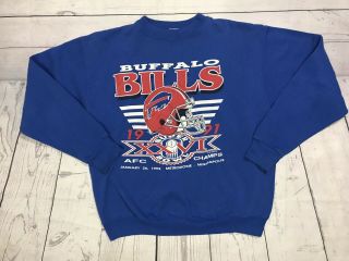 Vintage Buffalo Bills Bowl Sweater Mens Large Medium 1991 Jim Kelly 90s