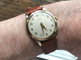 Vintage Zenith 9ct Gold Gents Watch Wind Cal 120 Movement