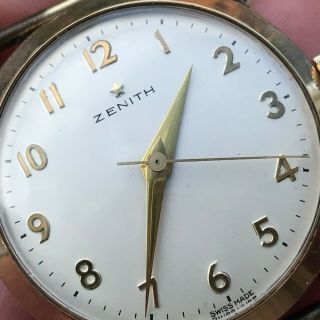 Vintage Zenith 9ct Gold Gents Watch Wind Cal 120 Movement 2
